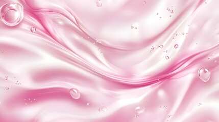 Poster - Elegant and ethereal pink abstract fluid background with shimmering water drops flowing ripples and a delicate iridescent shimmer  The image has a dreamy luxurious and feminine aesthetic