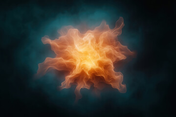 Poster - Vibrant abstract design resembling fiery energy in a dark background