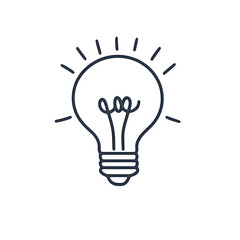 Poster - Outline of a Light Bulb with Radiating Lines on a Simple Background