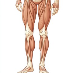 Poster - Detailed anatomical illustration of muscular system focusing on leg muscle fibers and structure. Generative AI