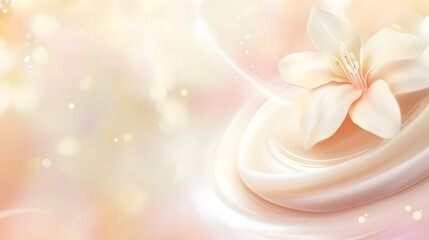 Poster - Soft and dreamy close up shot of a delicate floral blossom with delicate petals in pastel pink hues set against a blurred ethereal background  This image has a romantic feminine and elegant aesthetic
