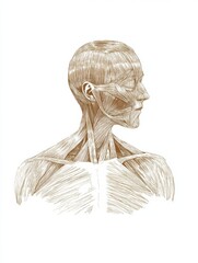 Poster - Detailed anatomical illustration showcasing the muscular system with muscle fibers. Generative AI