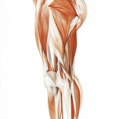 Poster - Detailed anatomical illustration of the muscular system highlighting muscle fibers in the human leg. Generative AI
