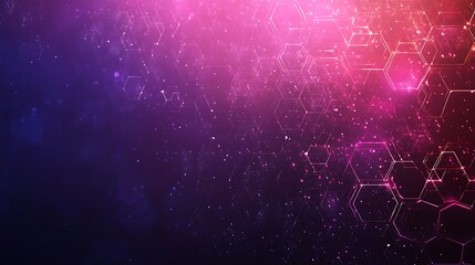 Poster - pink purple hexagons tech background