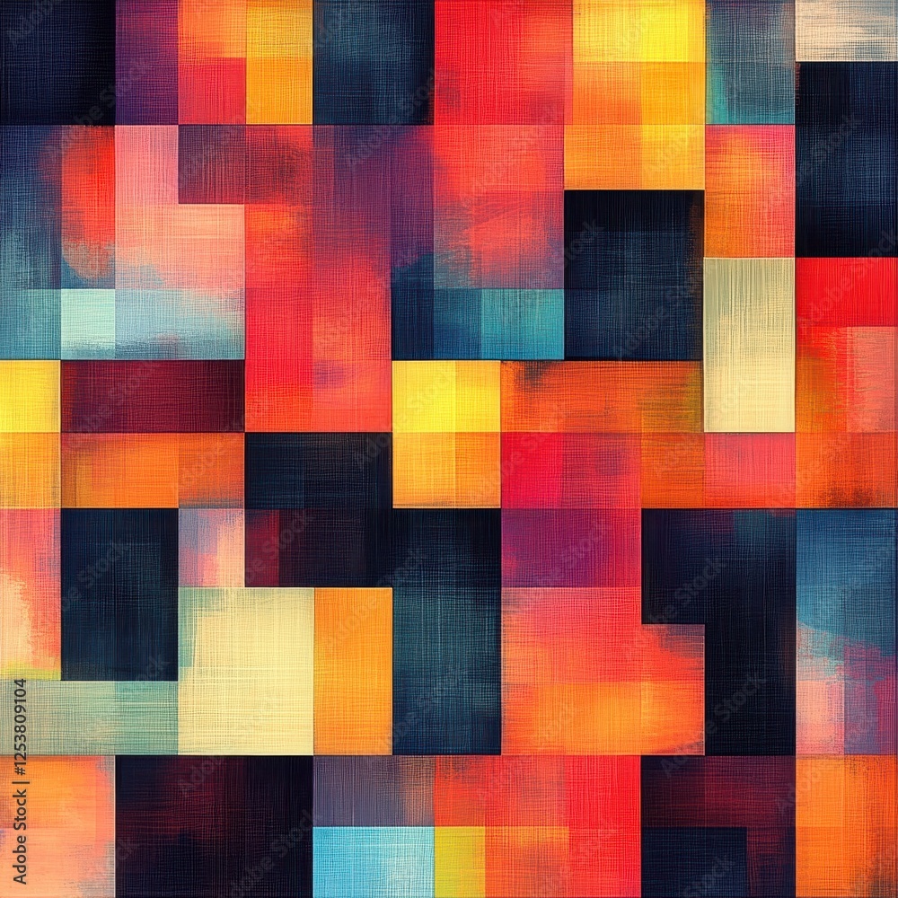 Colorful Abstract Textures Featuring Blocks of Vivid Hues and Patterns ...