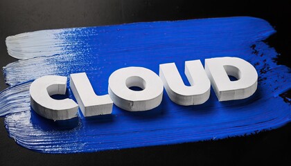 Poster - Cloud Themed Design with Bold Letters on Blue Background