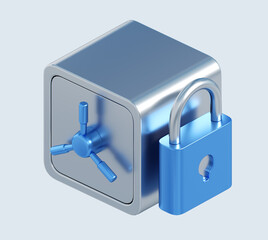 Fototapete - 3d rendering of safe with lock. simple 3d illustration for business and finance