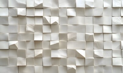 Poster - White 3D Cubes Textured Abstract Background with Elegant Light and Shadow Play