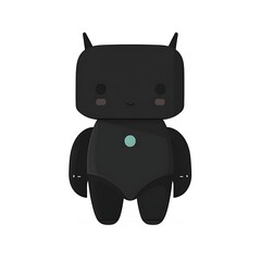 Simple black robot silhouette on a white background, minimalist vector illustration.