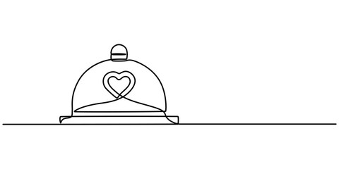 Poster - Continuous Line Drawing of Serving Icon. Hand Drawn Symbol Vector Illustration, hand drawn doodle serving food icon illustration in continuous line art style vector, Banquet Service Continuous Line. 
