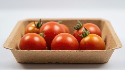 Aufkleber - A cardboard box filled with many ripe tomatoes