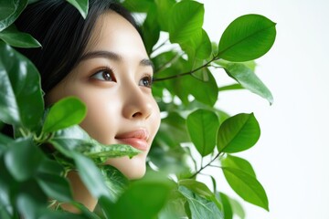 Poster - A woman holds a lush green plant, possibly for decoration or as a gift