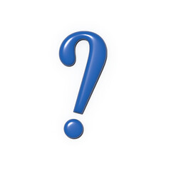 Poster - A blue 3D question mark symbol against a white background The icon casts a subtle shadow Perfect for concepts of inquiry uncertainty or mystery