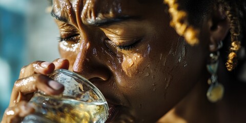 Poster - A person taking a drink from a glass of water