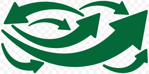 Aufkleber - Green Long arrows icon. Long curved hand drawn arrow isolated. EPS 10.