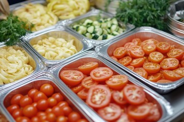 Poster - Fresh vegetable arrangements on a table
