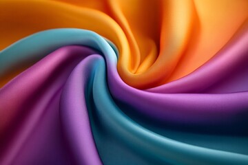Aufkleber - Vibrant swirling rainbow fabric texture close up