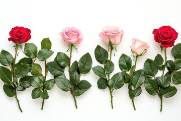 Sticker - A beautiful arrangement of pink and red roses on a white surface