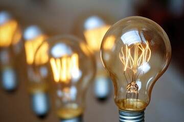 Poster - A collection of light bulbs arranged on a table surface