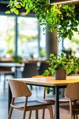 Poster - A potted plant sits atop a table, surrounded by calm and serenity
