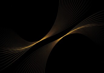 Wall Mural - abstract golden lines on a black background, geometry wallpaper
