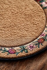 Aufkleber - Close-up shot of a rug on a table, suitable for interior design and decoration
