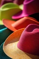 Aufkleber - Close-up shot of several hats on a table, providing a unique perspective
