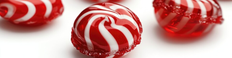 Wall Mural - A stack of colorful red and white candies, great for packaging or decoration