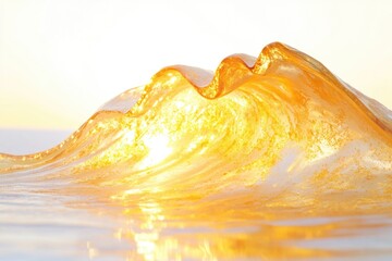 Poster - A beautiful golden wave breaking in the middle of a calm body of water