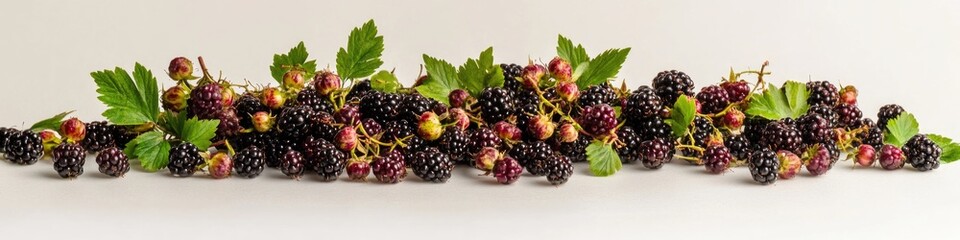 Poster - A bundle of fresh blackberries surrounded by green foliage, great for food and nature scenes