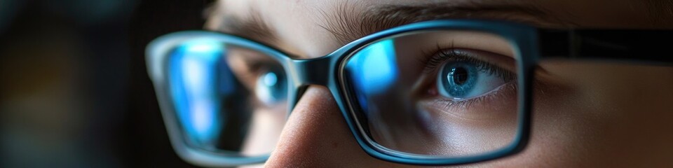 Aufkleber - A close-up shot of a person with glasses, no additional context