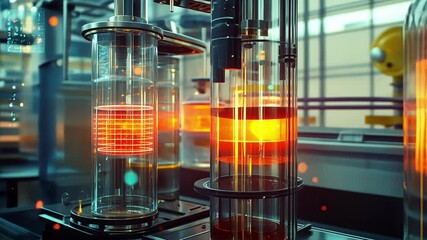 Poster - modern pharmaceutical factory producing innovative medicine using cutting edge technology, ensuring 