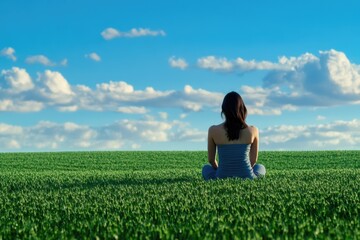 Aufkleber - A woman sitting in a field of green grass
