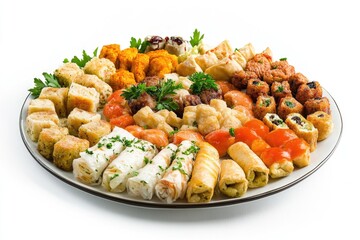 Poster - A colorful platter filled with diverse dishes and snacks