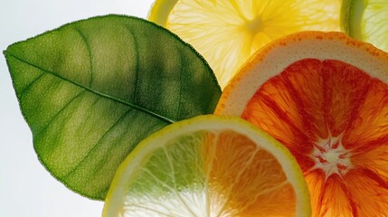 Poster - A still life of oranges, lemons, and leaves