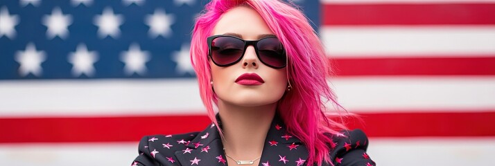 Wall Mural - modern dapper patriotic punk woman