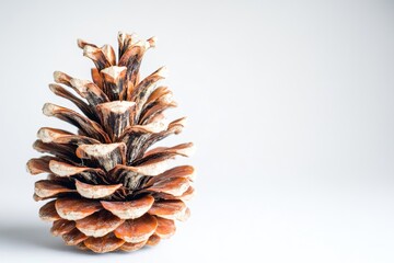 Poster - A detailed view of a pine cone on a white background, ideal for use in scientific or educational contexts