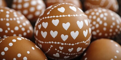 Poster - Collection of eggs with hand-painted hearts, ideal for Valentine's Day or Easter decorations