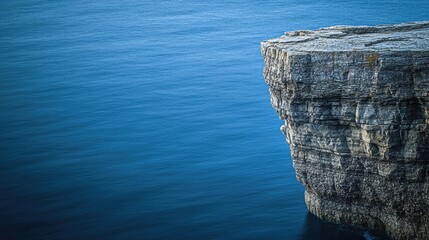 Poster - A person standing at the edge of a cliff, looking out at the vast ocean below