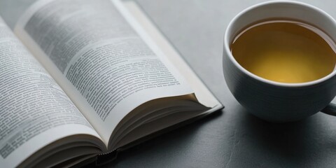 Poster - A cozy moment with a warm cup of tea and an open book