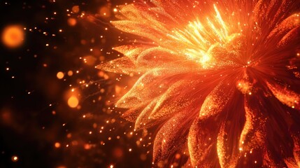 Wall Mural - firework exploding in the night sky with colorful sparks and lights