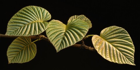 Poster - A detailed view of a leaf on a branch with veins and edges visible