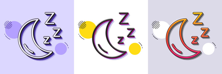 Poster - moon line icon. halftone dotted pattern. gradient icon with grain shadow. sleep zzz sign. night luna