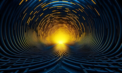 Poster - Vibrant Light Emerging from a Hypnotic Swirling Tunnel Design