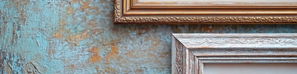 Poster - A close-up view of a picture frame hanging on a wall, with intricate details and textures