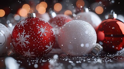 Poster - A close-up view of a collection of Christmas ornaments on a tree or shelf