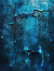 Poster - Rust and corrosion blend with neon blue light, creating a moody atmosphere in a cyberpunk industrial environment