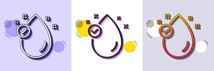 Poster - vitamin e line icon. halftone dotted pattern. gradient icon with grain shadow. oil drop sign. line v