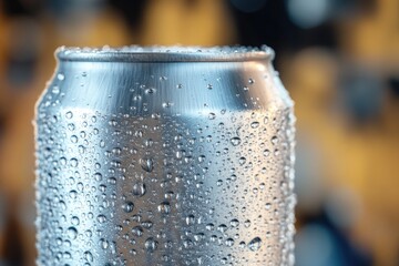 Poster - A can of soda with water droplets on the surface, great for commercial or personal use