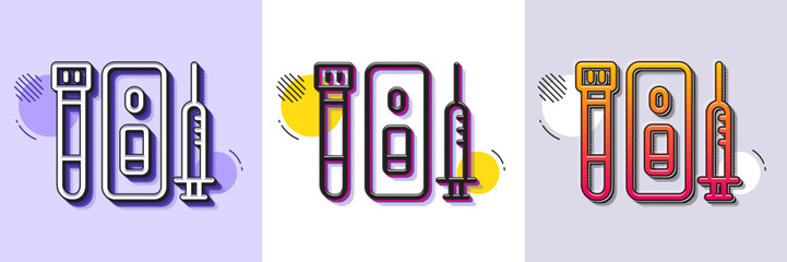 Poster - vaccine syringe line icon. halftone dotted pattern. gradient icon with grain shadow. coronavirus blo